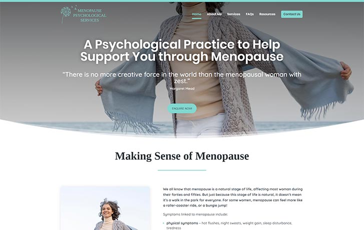 Menopause Psychological Services - WordPress Web Design Perth